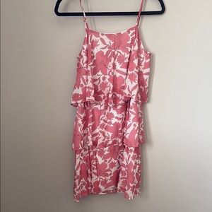 Sam Edelman Pink and White Tiered Ruffled Sundress